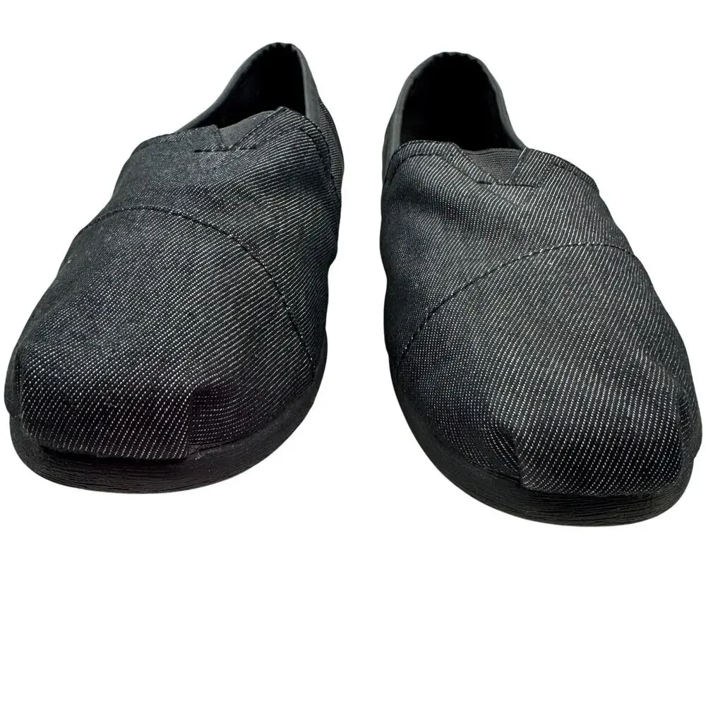 TOMS Classic All Black Denim Comfortable Lightweight Slip-On Shoes Men's Size 10